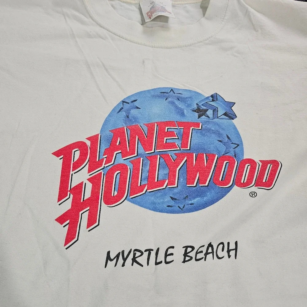 Vintage 1991 Planet Hollywood Myrtle Beach T-Shirt Mens Medium White 90s USA - Picture 2 of 10